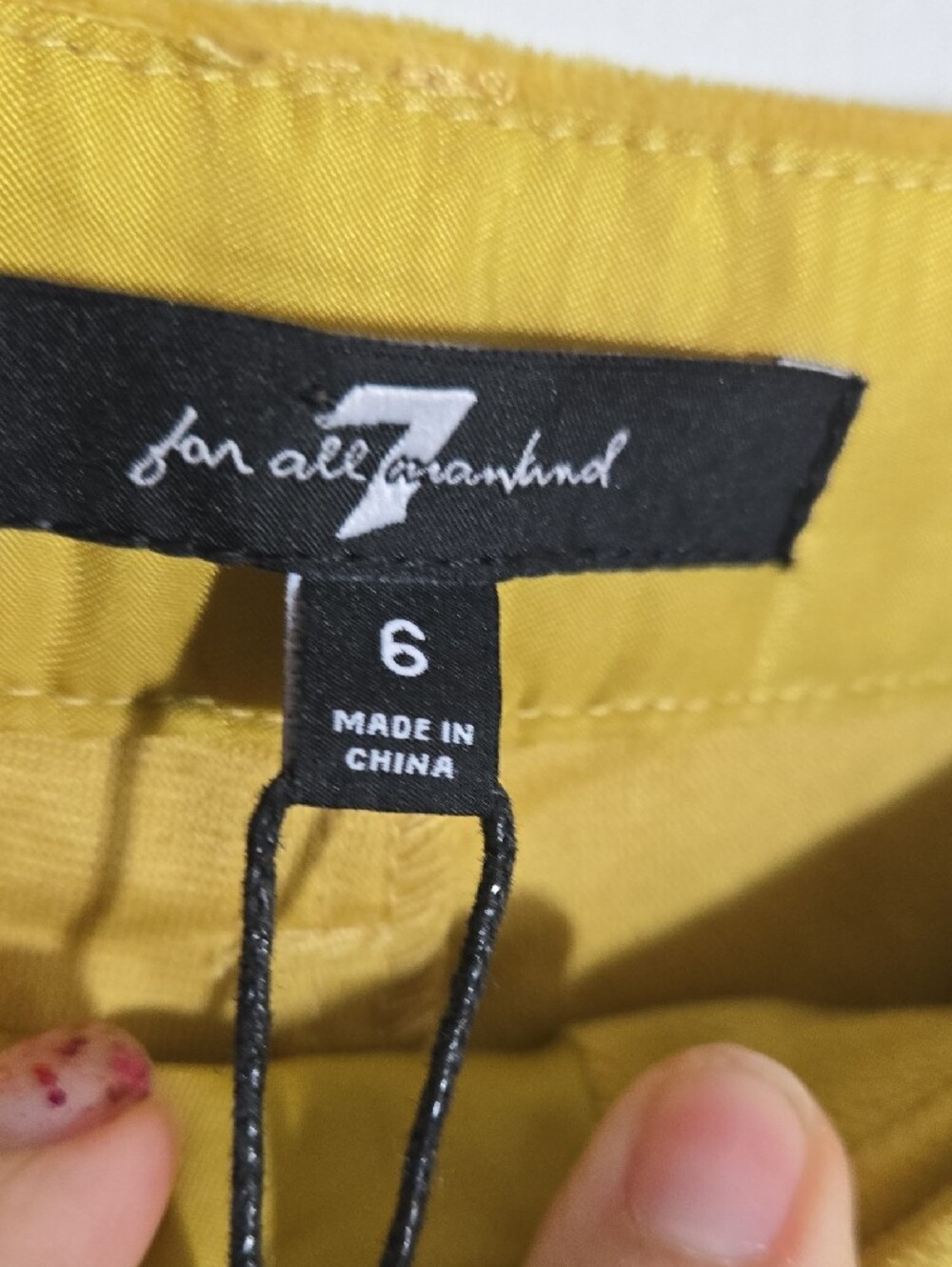 7 For All Mankind Wide Leg Pants in Mustard Yellow - Picture 5 of 10
